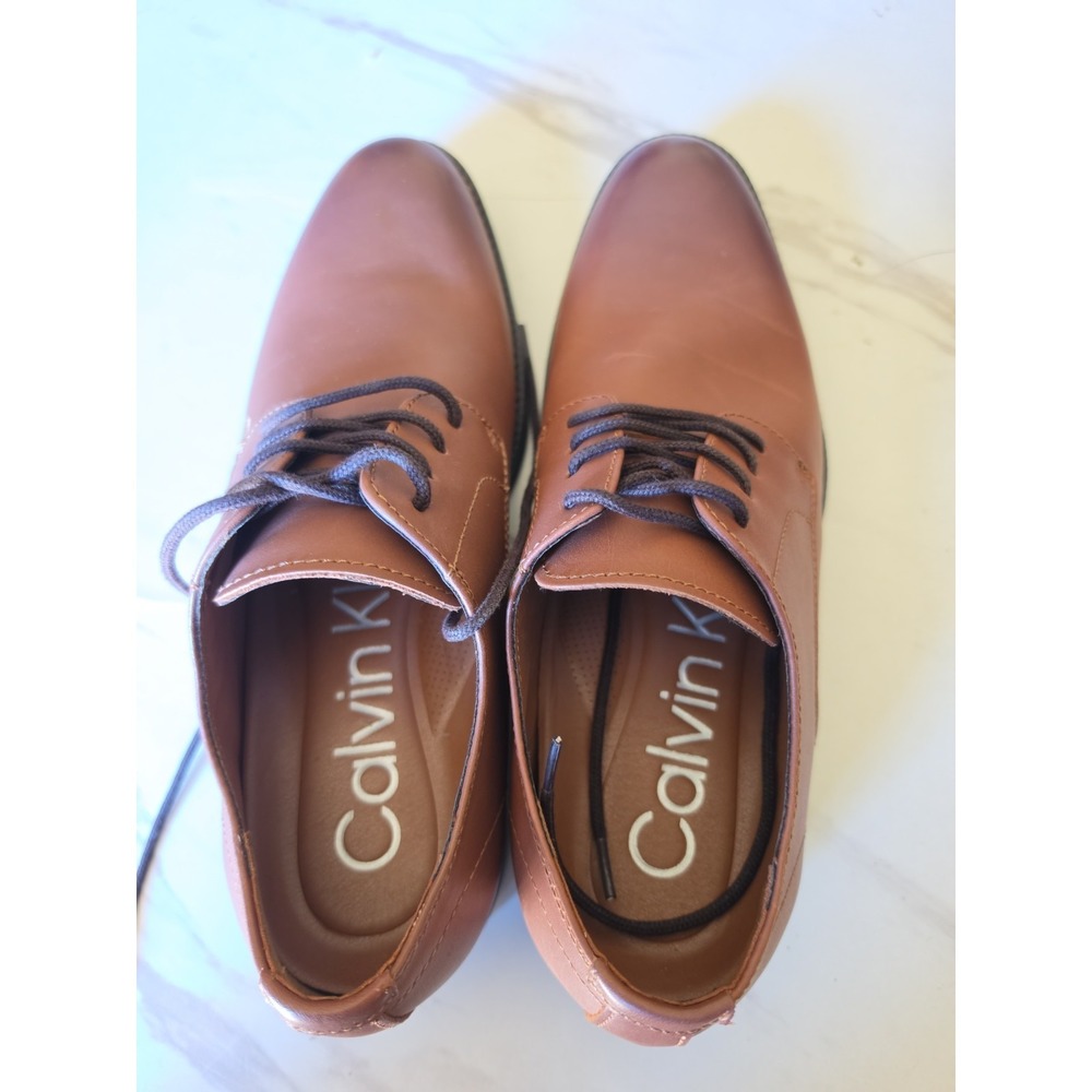 Calvin Klein Men's Carl Smooth Calf Leather Oxford Shoes Brown/Tan Size 7.5